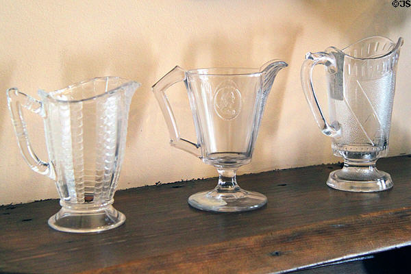 Pressed glass pitchers at Vaile Mansion. Independence, MO.