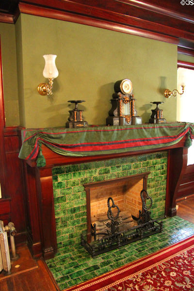 Tile fireplace at Lewis-Bingham-Waggoner House. Independence, MO.