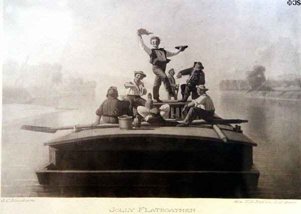 Jolly Flatboatmen print by George Caleb Bingham at Lewis-Bingham-Waggoner House. Independence, MO.