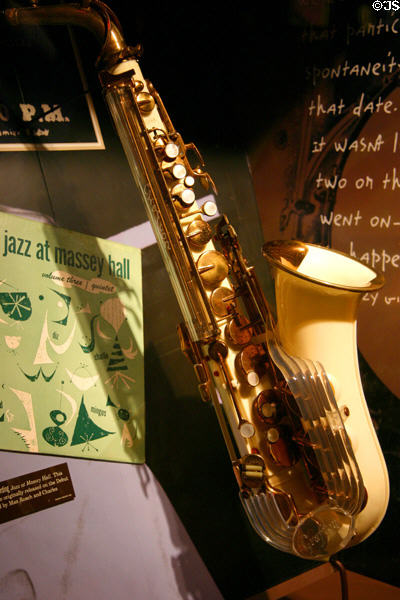 Charlie Parker's plastic saxophone (1953) at American Jazz Museum. Kansas City, MO.