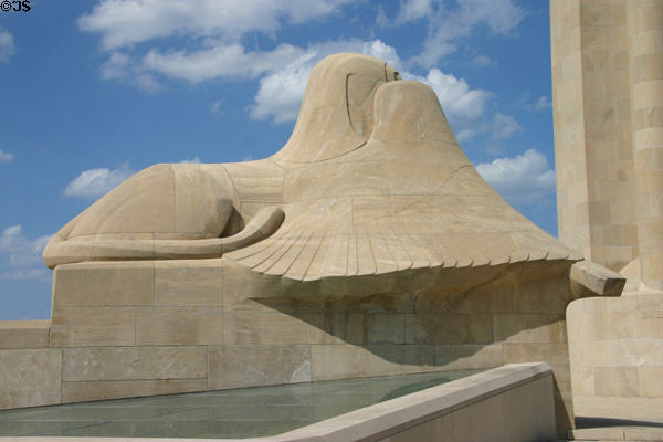 Sculpted Egyptian-style winged lion at Liberty Memorial. Kansas City, MO.