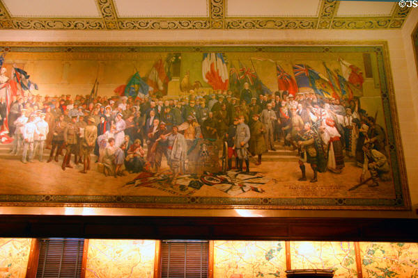 Right end detail of Panthéon de la Guerre mural after French original by Daniel MacMorris at Liberty Memorial. Kansas City, MO.