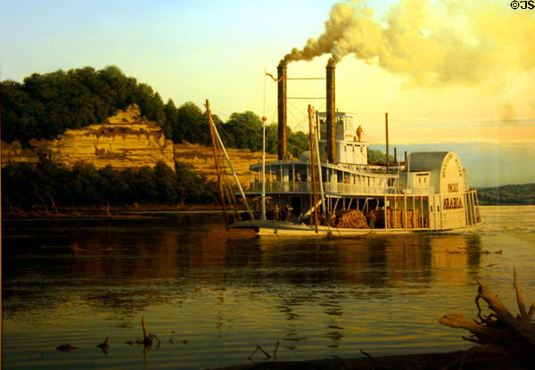 Steamboat Arabia painting showing what it probably looked like before hitting a snag & sinking at Steamboat Arabia Museum. Kansas City, MO.