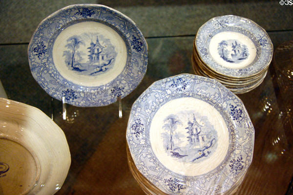 Friburg pattern Davenport Ironstone China plates (1855) found in wreck at Steamboat Arabia Museum. Kansas City, MO.