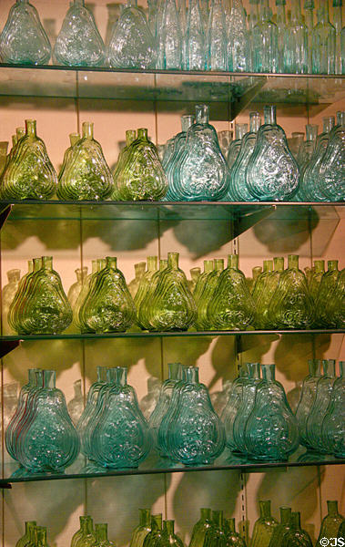 Blown-glass bottles (1855) found in wreck at Steamboat Arabia Museum. Kansas City, MO.