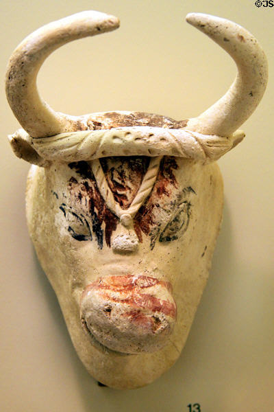 Plaster bull's head (2ndC BCE) perhaps from Kerak, Jordan at University of Missouri Museum of Art & Archaeology. Columbia, MO.