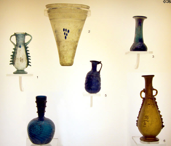 Collection of Roman glass (1st-4thC) at University of Missouri Museum of Art & Archaeology. Columbia, MO.