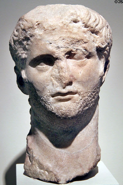 Roman marble portrait head of Emperor Nero (c60 CE) from Egypt at University of Missouri Museum of Art & Archaeology. Columbia, MO.