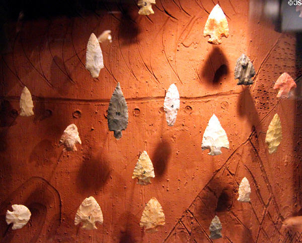 Native American arrowheads & points at Museum of Anthropology of University of Missouri. Columbia, MO.