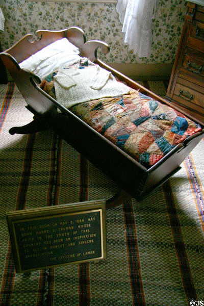 Harry Truman's cradle at Truman Birthplace House. Lamar, MO.