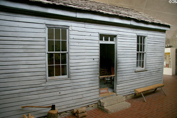 Mark Twain cabin birthplace (1835) at Mark Twain Memorial Shrine. MO.