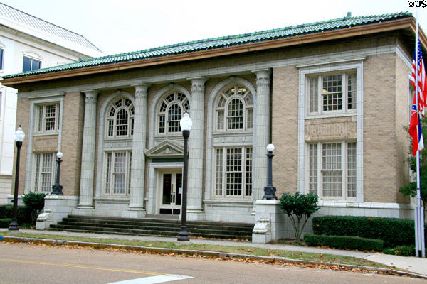 Mississippi Secretary of State building (1924) (401 Mississippi St.). Jackson, MS. Style: Neo-Classical. Architect: N.W. Overstreet.