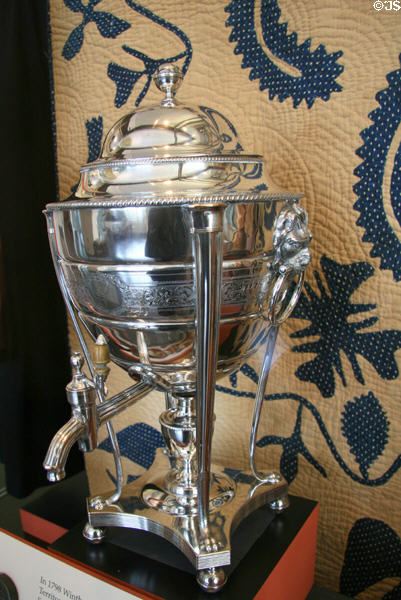 Silver coffee urn from Natchez home of Winthrop Sargent, first governor of Mississippi Territory (1798-1801) at Museum of Mississippi History. Jackson, MS.