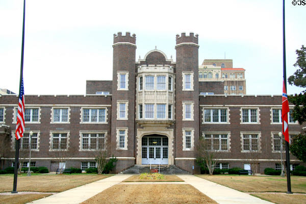 Central High School (1888-89, 1911, 1925) (259 N West St.). Jackson, MS. Style: Jacobethan Revival.
