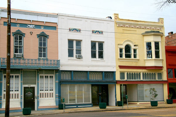 Colored heritage facades (107-113 N. State St.). Jackson, MS.