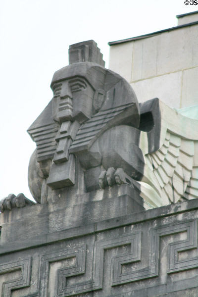 Art Deco Egyptian sphinx on Hinds County Court House. Jackson, MS.