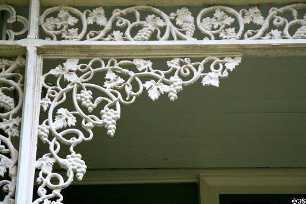 Cast iron trim in grape vine pattern of Manship House. Jackson, MS.