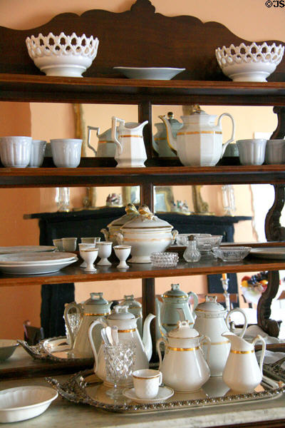 Sideboard with china in dining room of Oaks House Museum. Jackson, MS.