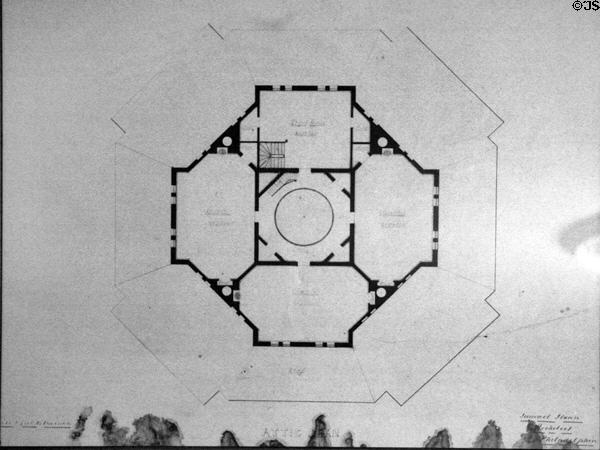 Original blueprint of Longwood attic level. Natchez, MS.