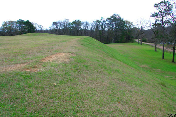 Emerald Mound, built up over 300 years (1300-1600) by ancestors of Natchez Indians. Natchez, MS.