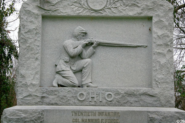 Ohio Monument of 20th infantry with soldier aiming flintlock. Vicksburg, MS.