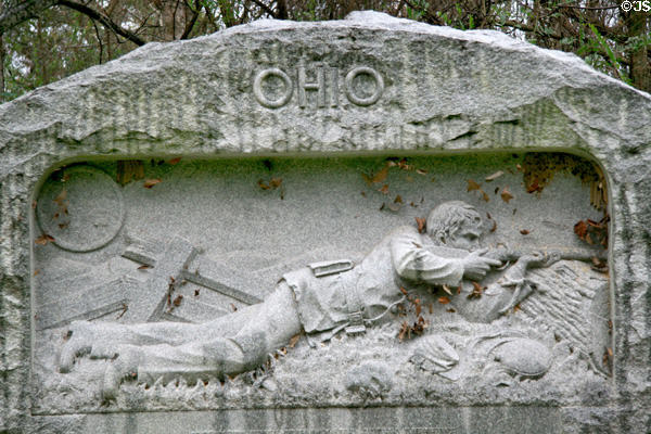 Ohio Monument with prone soldier firing flintlock. Vicksburg, MS.
