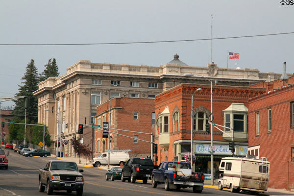 Looking up Montana Street to Silver Bow County Courthouse. Butte, MT.