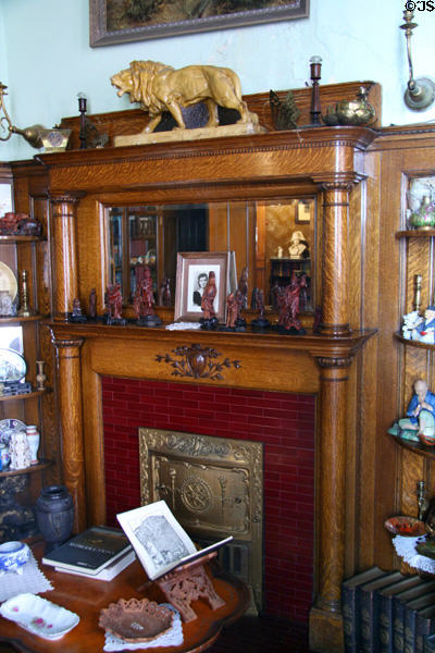 Bedroom fireplace in Copper King Mansion. Butte, MT.