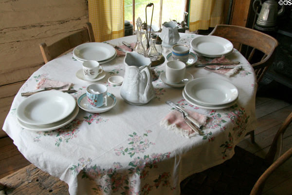 Dining table of Pioneer Cabin at Reeder's Alley. Helena, MT.