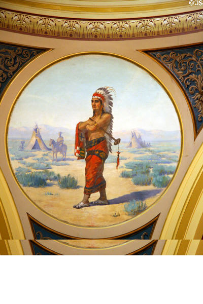 Indian Chief mural (1902) by F. Pedretti's Sons in rotunda of Montana State Capitol. Helena, MT.