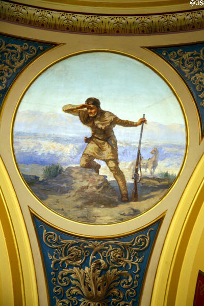 Trapper mural (1902) by F. Pedretti's Sons in rotunda of Montana State Capitol. Helena, MT.
