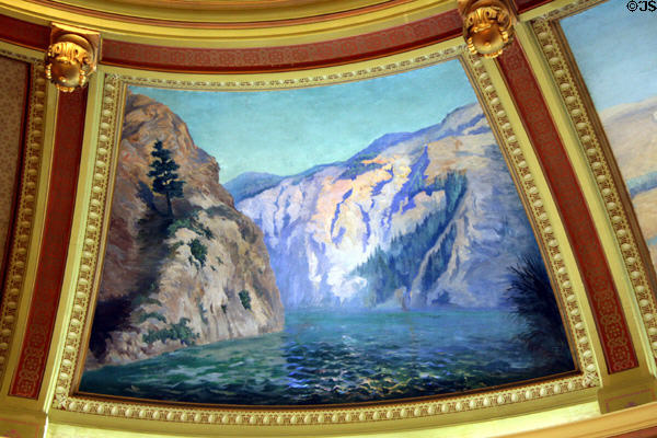 Gates of the Mountains mural by F. Pedretti in Old State Supreme Court at Montana State Capitol. Helena, MT.