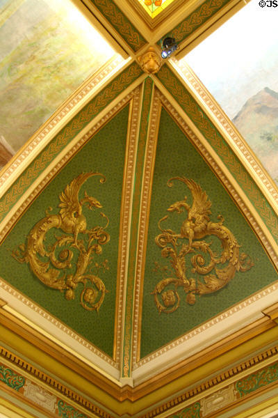 Salamanders on ceiling in Senate chamber of Montana State Capitol. Helena, MT.
