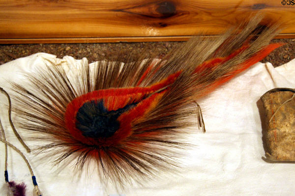 Plains ceremonial headdress of porcupine quills (c1900) at Montana Historical Society museum. Helena, MT.
