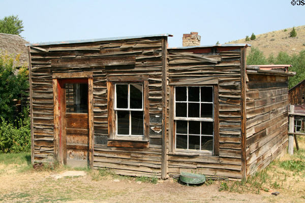Former Rocky Mountain Bell Telephone office in wooden shack. Virginia City, MT.