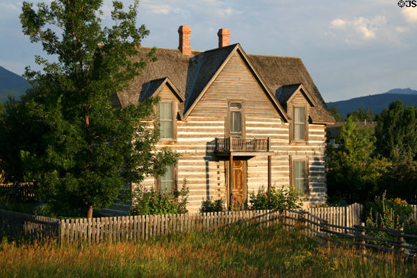 Log farmhouse at Museum of the Rockies. Bozeman, MT.