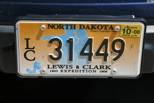 North Dakota commemorative Lewis & Clark license plate. Fargo, ND.