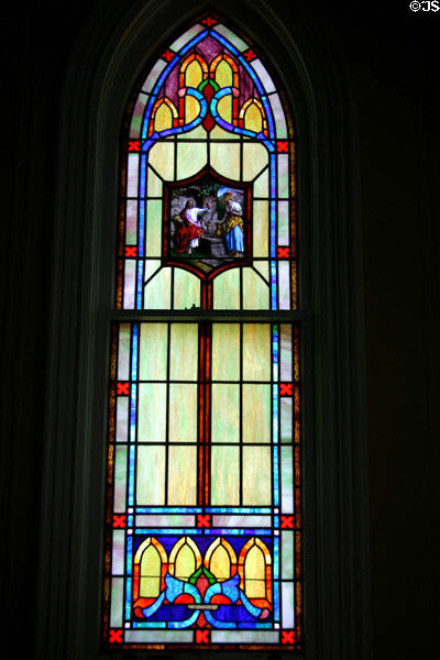 Country church stained glass window at Stuhr Museum. Grand Island, NE.
