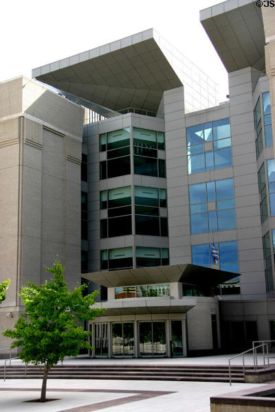 Entrance of Roman L. Hruska United States Courthouse. Omaha, NE.