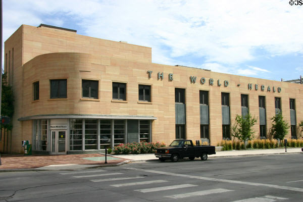 Omaha World Herald building (14th St. at Dodge). Omaha, NE. Style: Moderne.