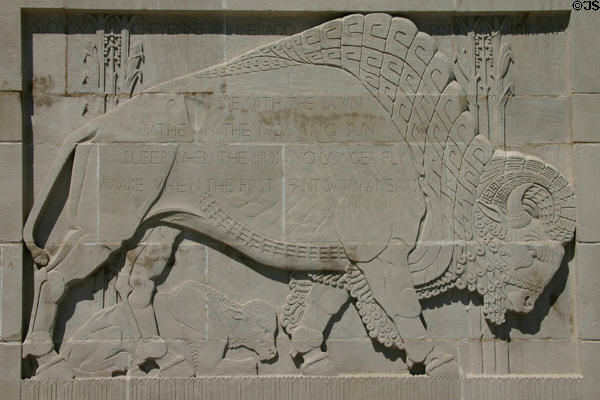Buffalo & calf relief on Nebraska State Capitol. Lincoln, NE.