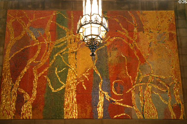 Venetian (1967 Centennial) glass mural of Tree Planting by Jeanne Reynal in Nebraska State Capitol. Lincoln, NE.