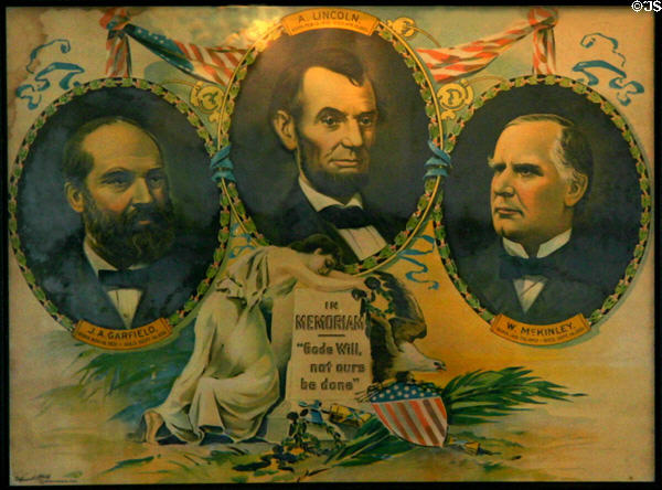 Memorial print to Garfield, Lincoln & McKinley at Warp Pioneer Village. Minden, NE.