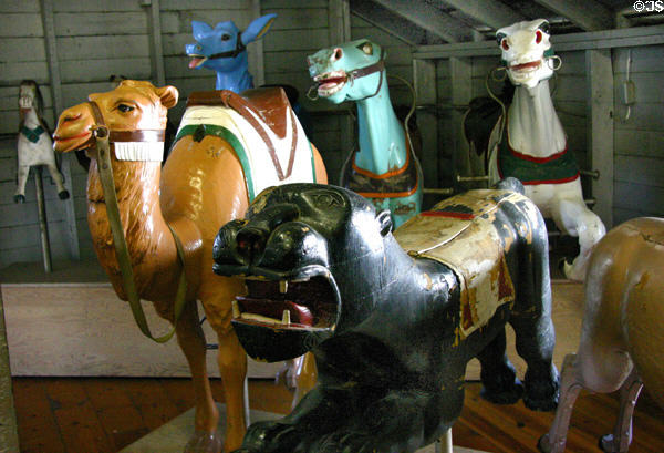 Collection of carousel animals (1895) at Warp Pioneer Village. Minden, NE.