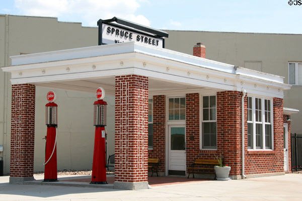 Spruce Street Standard Oil antique gas station (1922) now a visitor center. Ogallala, NE. On National Register.