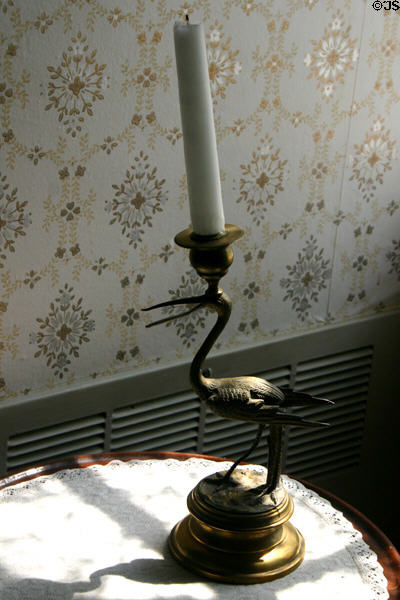Candlestick in shape of stork in Pierce Manse. Concord, NH.