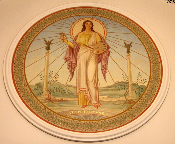 Entrance hall architecture roundel at Currier Museum of Art. Manchester, NH.