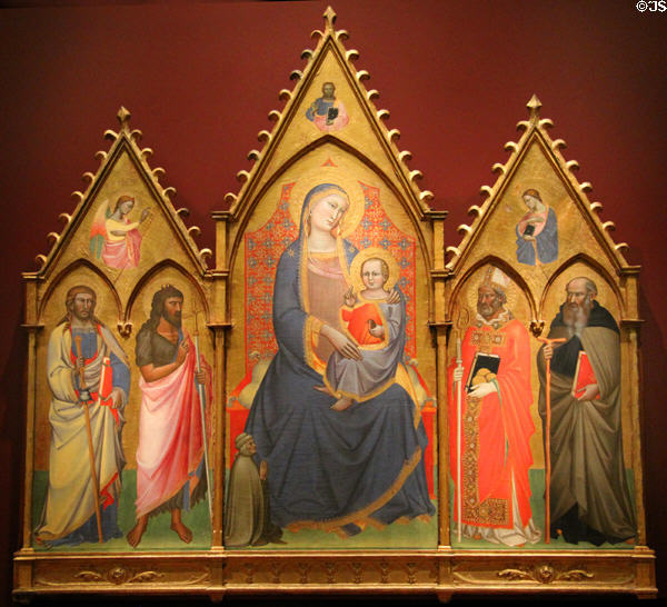Virgin & Child with donor, St James, St, John the Baptist, St Nicholas & St Anthony Abbot painting (c1415) by Niccoló di Pietro Gerini of Florence at Currier Museum of Art. Manchester, NH.