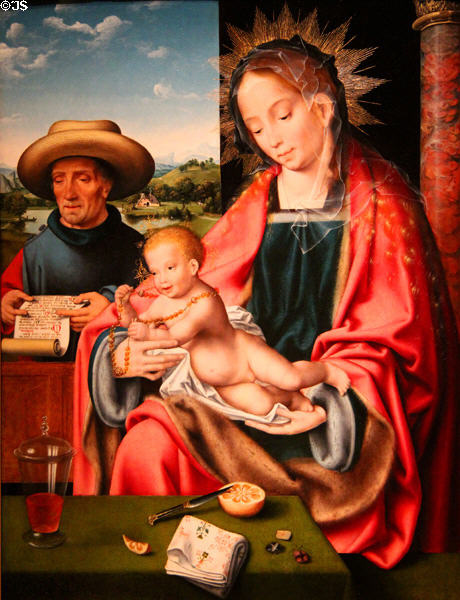 Holy Family painting (c1520) by Joos van Cleve of Antwerp at Currier Museum of Art. Manchester, NH.