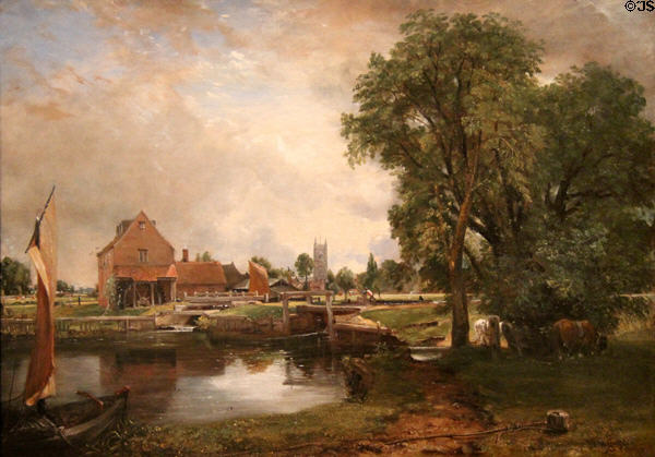 Dedham Lock & Mill painting (1820) by John Constable of England at Currier Museum of Art. Manchester, NH.